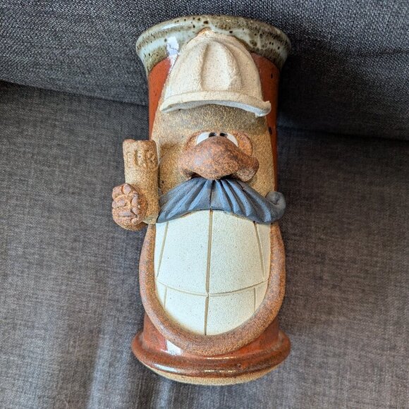 Robert Eakin Studio Pottery Face Stein | Construction Worker | Handcrafted - Picture 2 of 10